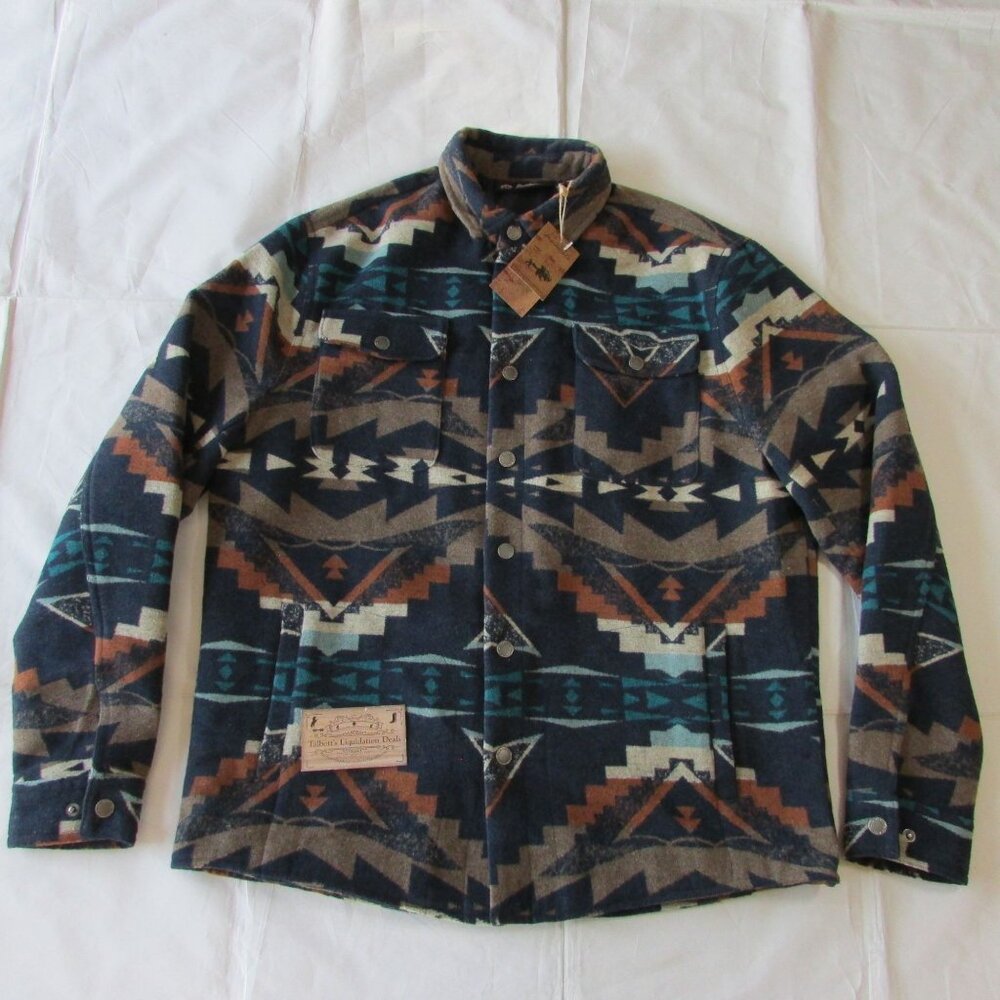 Montana Co Men's SM Aztec Print Snap Shirt Jacket Shacket Multi